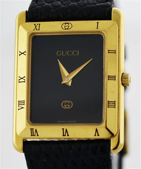 Gucci Watch 3100J Black Dial Quartz 18k Gold Plated T2868 